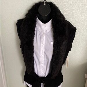 Elegant Black Faux Fur Vest